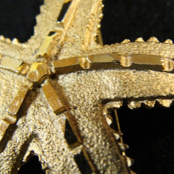 Vintage Unsigned Gold Tone Star Fish Brooch - 2775-HB2 - Picture 4 of 6